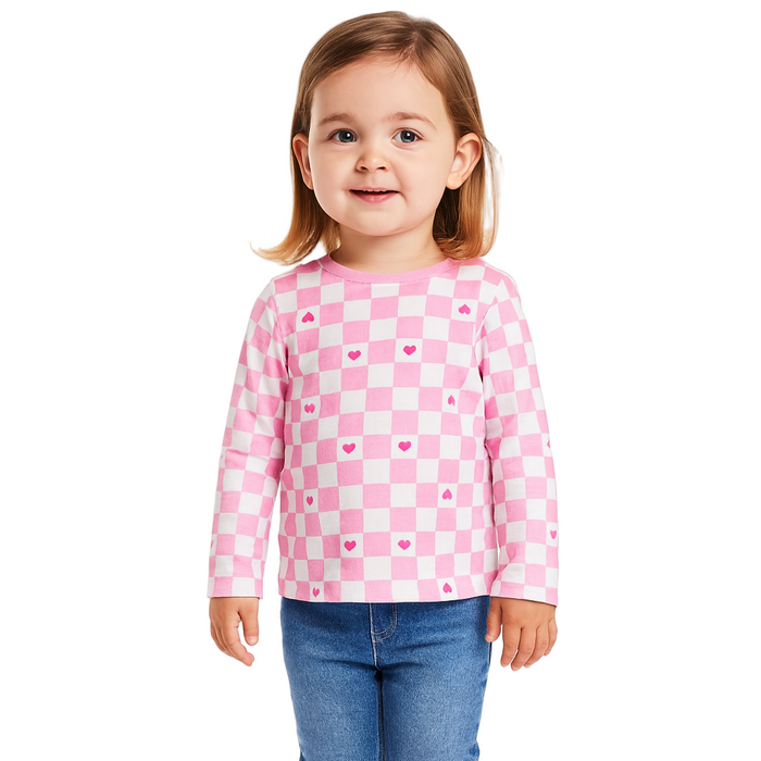 Epic Threads - Toddler Girls Heart Checker Printed T-Shirt  Pink/White (3)