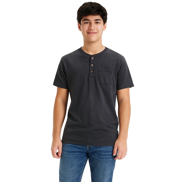 Epic Threads - Big Boys Solid Washed Henley T-Shirt Medieval Blue Extra Large (18-20)