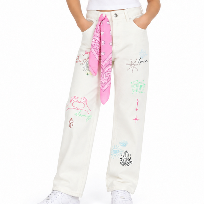 River Island White Cotton Tarot Straight Jeans