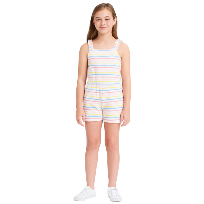 Tommy Hilfiger - Big Girls Striped Terry Romper White Extra Large (16)