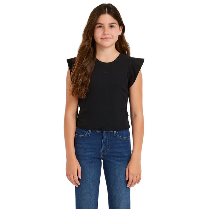 Calvin Klein - Big Girls Flutter-Sleeve Crewneck Black