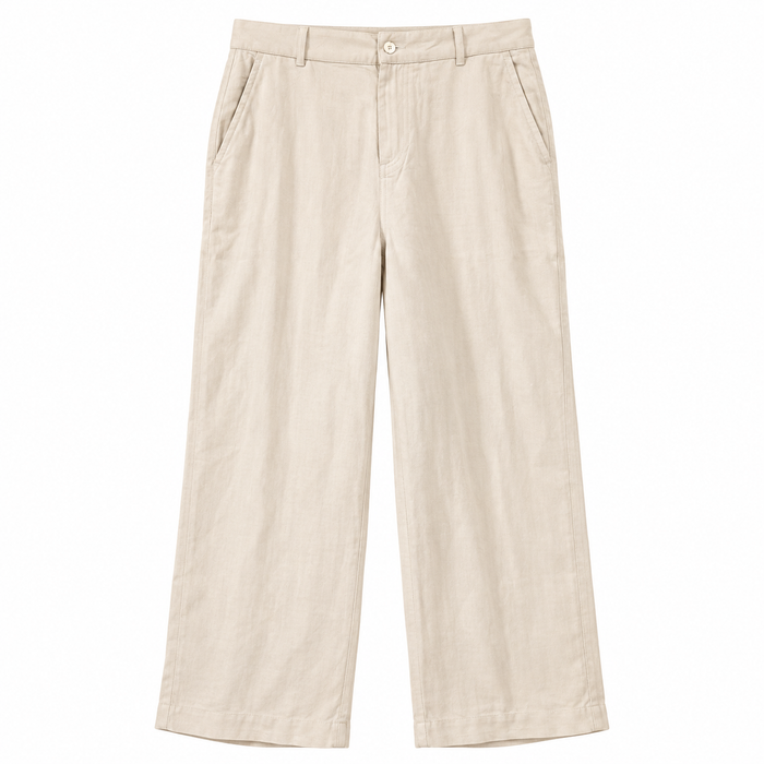 V by Very Beige Linen-Blend Wide-Leg Trousers