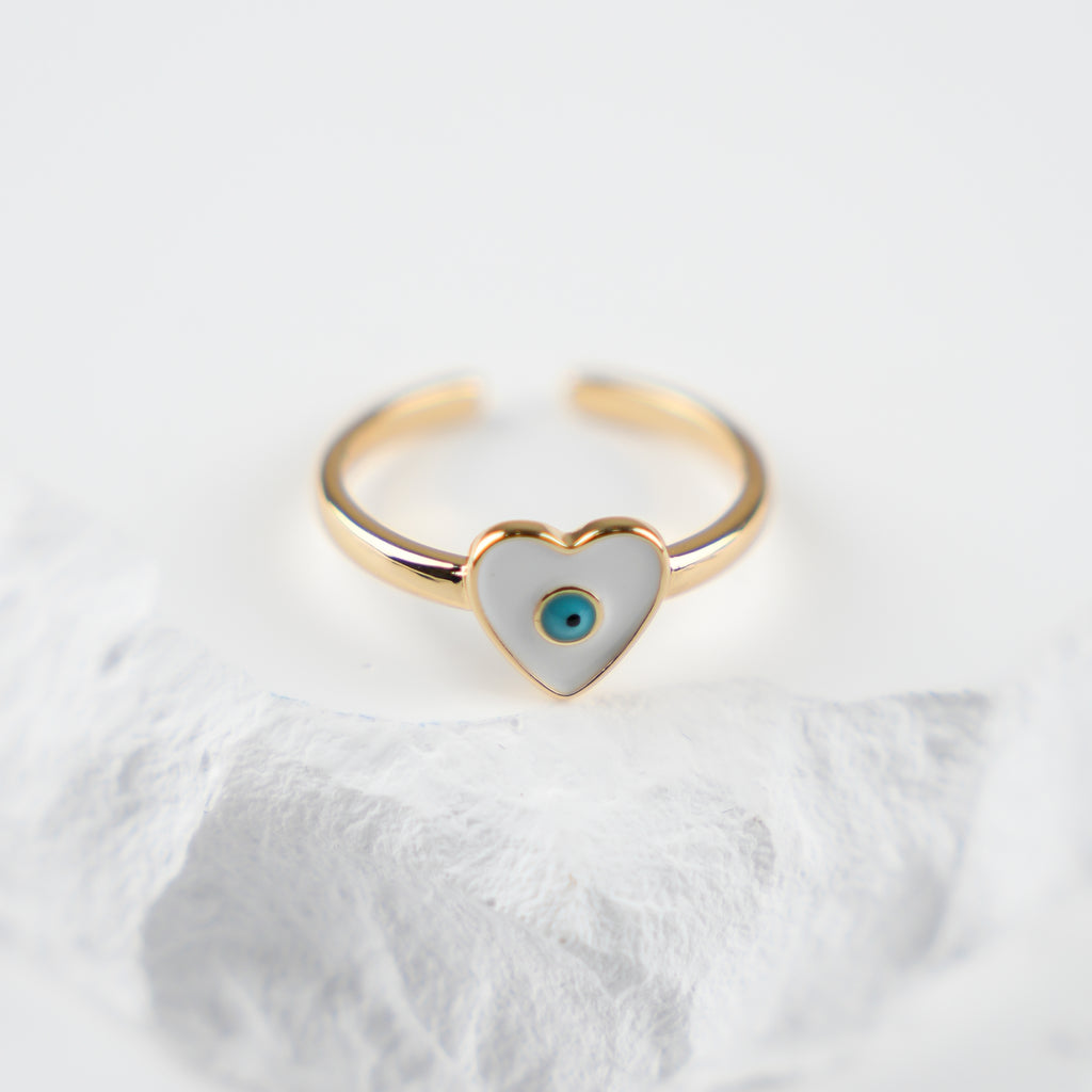 GOOD VIBES- Heart-Shaped Evil Eye Ring