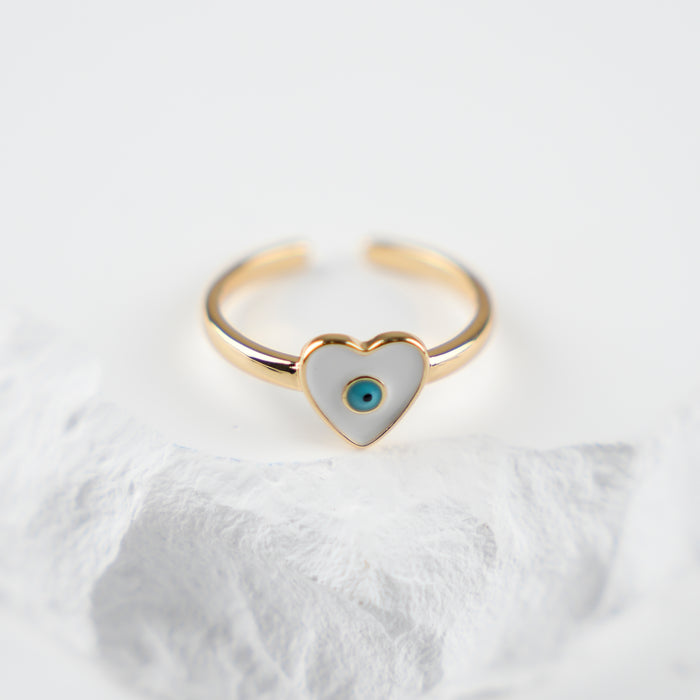 GOOD VIBES by SUM- Heart-Shaped Evil Eye Ring