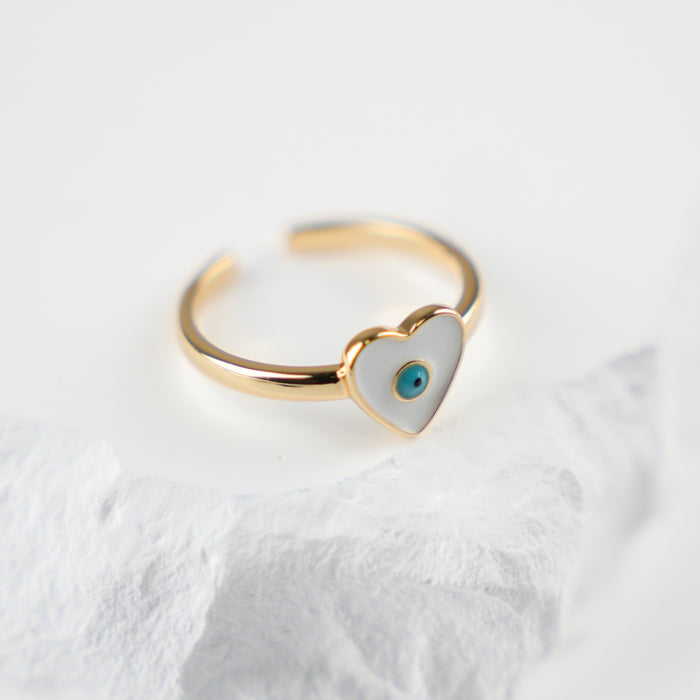 GOOD VIBES by SUM- Heart-Shaped Evil Eye Ring