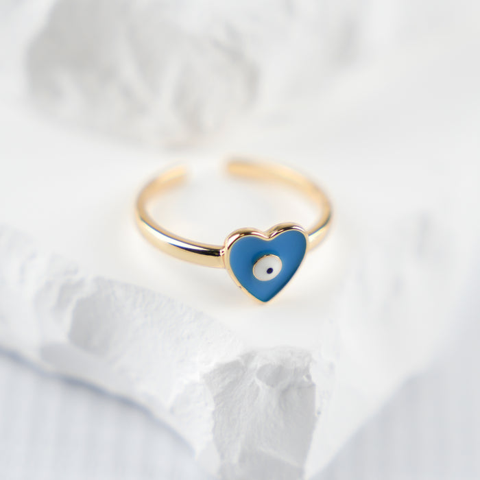 GOOD VIBES by SUM- Heart-Shaped Evil Eye Ring