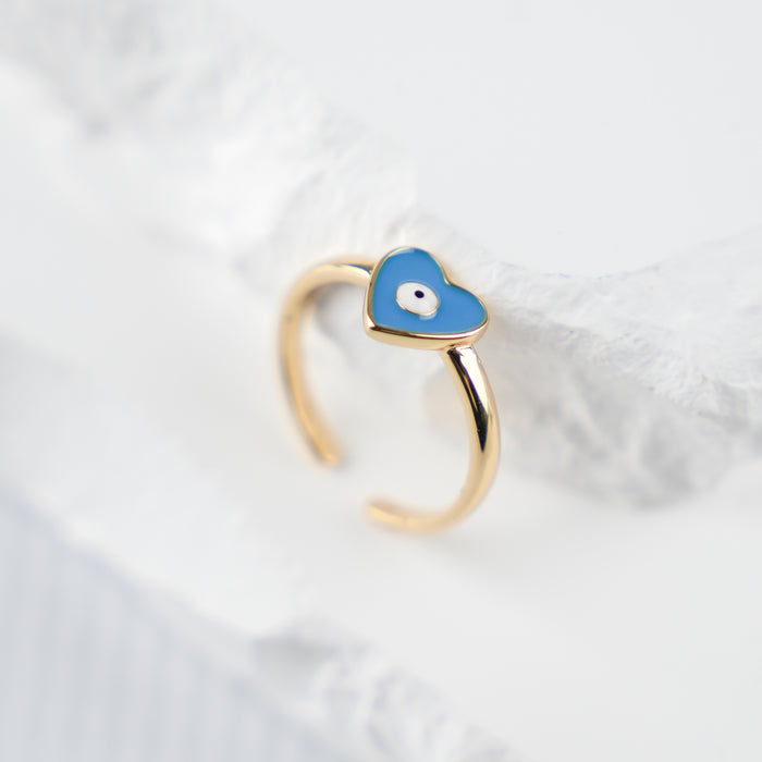 GOOD VIBES by SUM- Heart-Shaped Evil Eye Ring