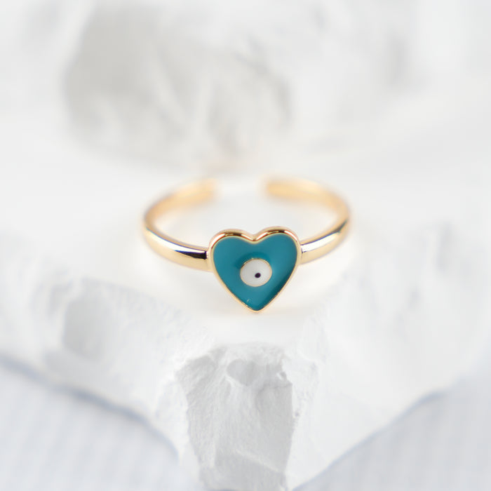 GOOD VIBES by SUM- Heart-Shaped Evil Eye Ring