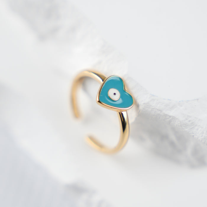 GOOD VIBES by SUM- Heart-Shaped Evil Eye Ring