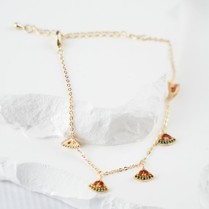 GOOD VIBES by SUM - Gold Plated Watermelon Charm Bracelet