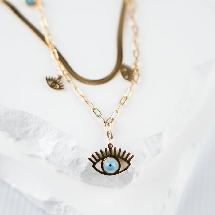 GOOD VIBES by SUM - Layered Evil Eye Necklace