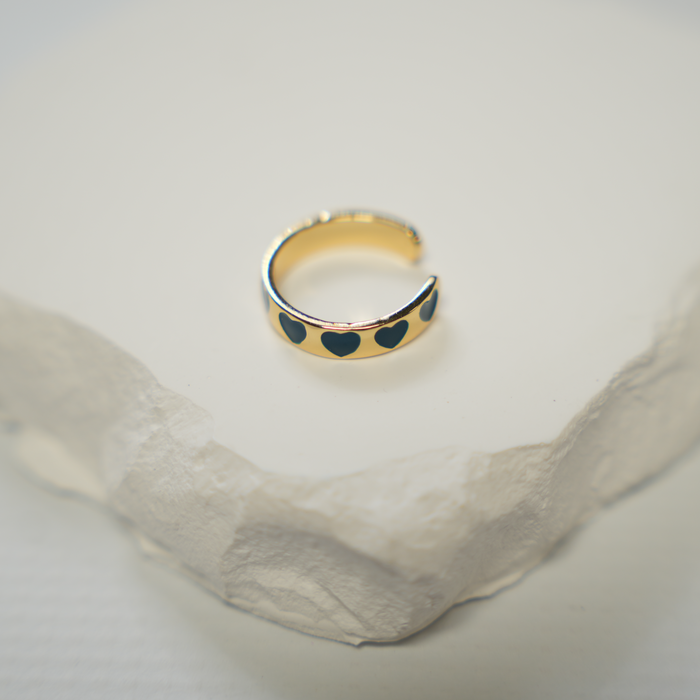 GOOD VIBES - Aqua Blue Heart Enamel Adjustable Ring