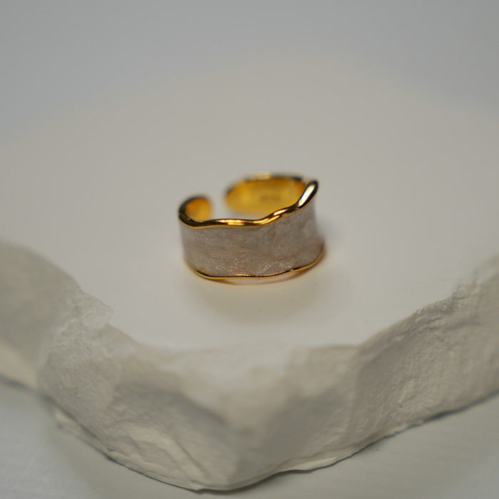 GOOD VIBES - Curvy White Pearl Enamel Adjustable Ring