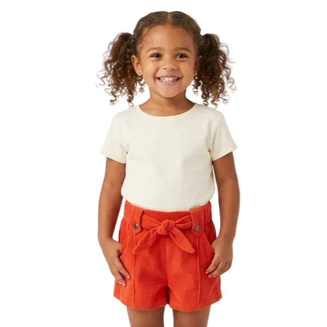 Mayoral - Little Girls Waist Belt Red Orange Short