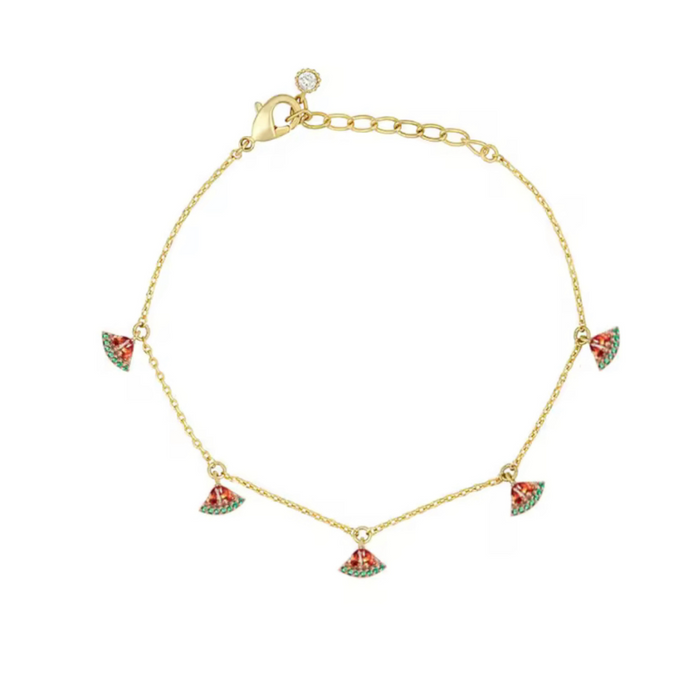 Gold Plated Watermelon Charm Bracelet