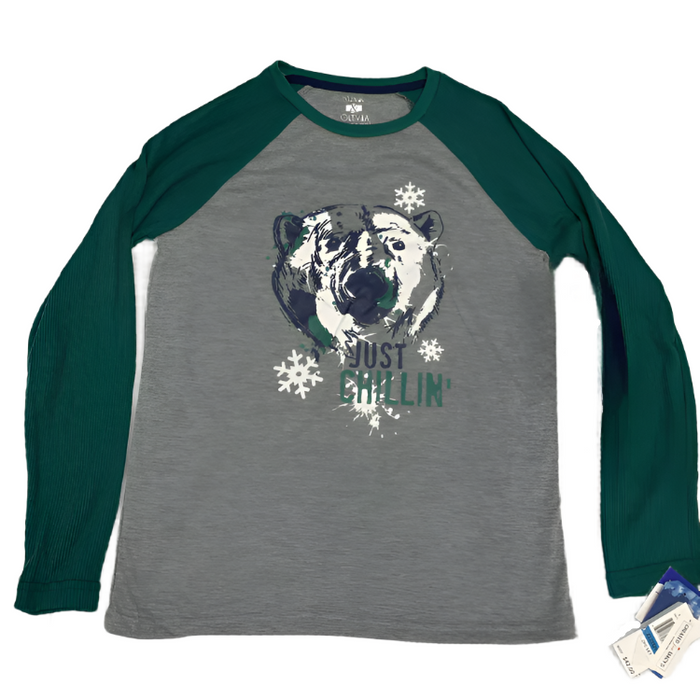 Max & Olivia - Big Boys Long Sleeve Just Chillin Bear Graphic (Large)