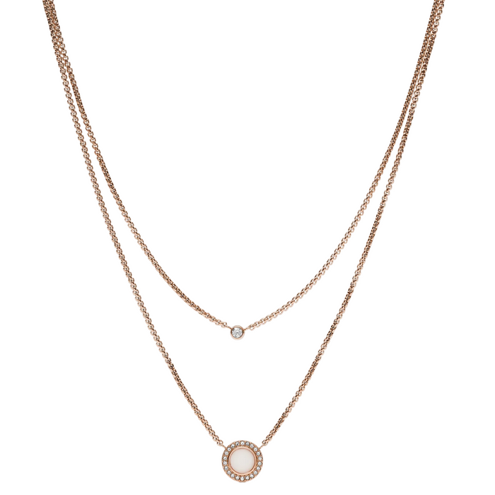 Fossil Women's Double Glitz Tone Steel Necklace