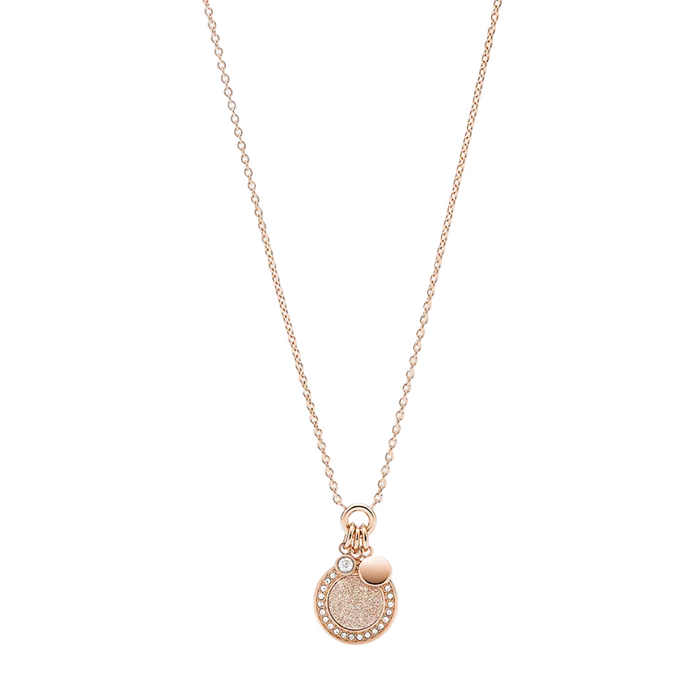 Fossil Women's Halo Rose Gold-Tone Steel Pendant Necklace