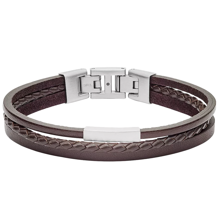 Fossil Men's Townsman Brown Multi-Strand Leather Bracelet