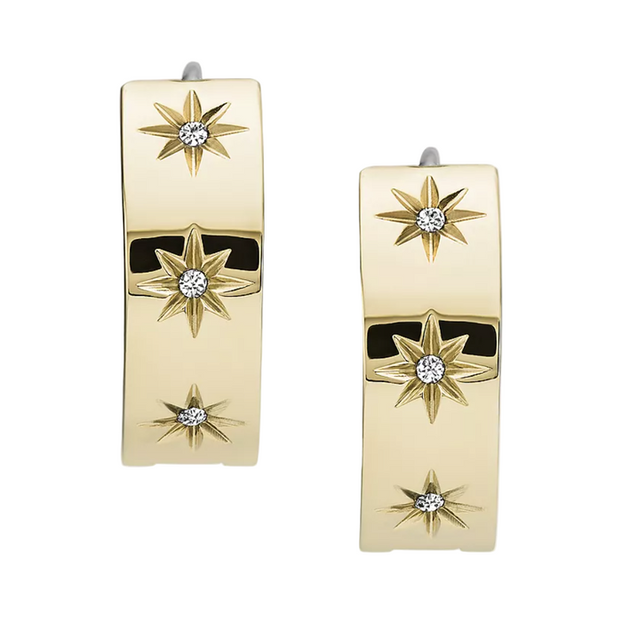 Fossil Women's Sadie Shine Bright Gold-Tone Stainless Steel Hoop Earrings