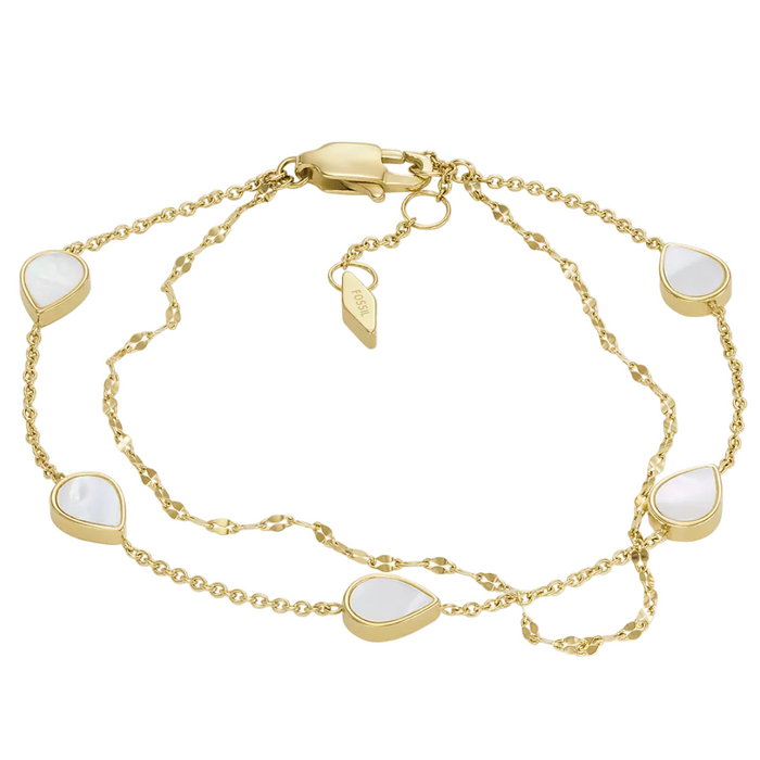 Fossil Women's Merrit Teardrop White Mother-of-Pearl Chain Bracelet
