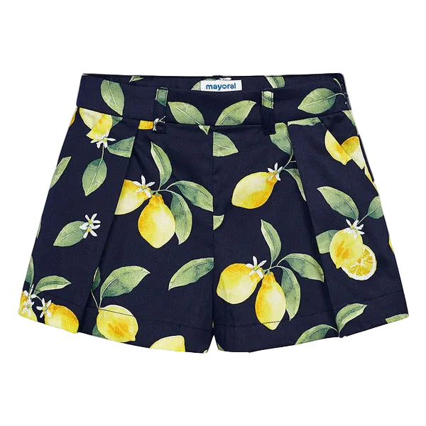 Mayoral - Little Girls Navy Blue Shorts with Lemon Design