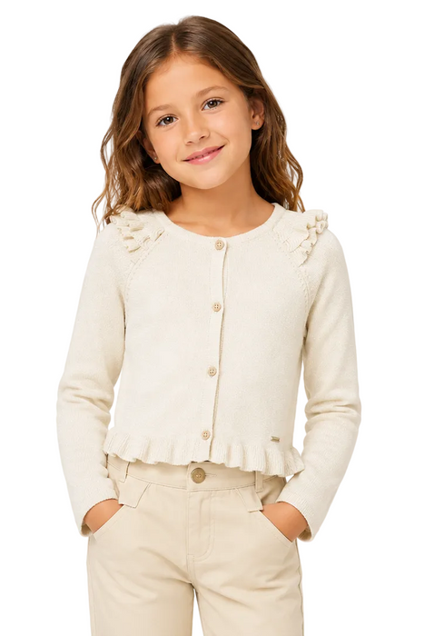 Mayoral - Little Girls Button Down Cardigan Cream
