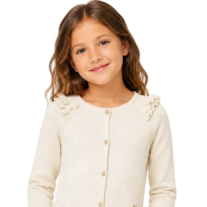 Mayoral - Little Girls Button Down Cardigan Cream