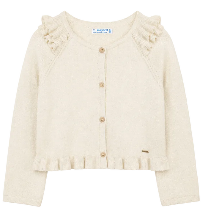 Mayoral - Little Girls Button Down Cardigan Cream