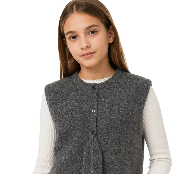 Mayoral - Big Girls Sleeveless Cardigan Grey