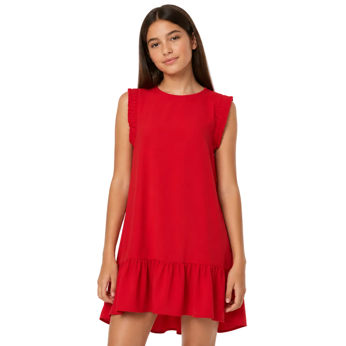 Mayoral - Big Girls Sleeveless Ruffle Dress Red