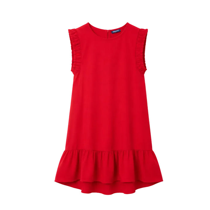 Mayoral - Big Girls Sleeveless Ruffle Dress Red