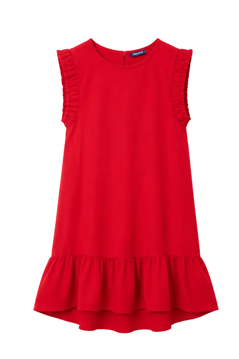 Mayoral - Big Girls Sleeveless Ruffle Dress Red