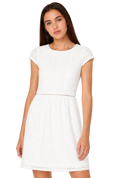 Mayoral - Big Girls White Short Sleeve Embroidered Dress