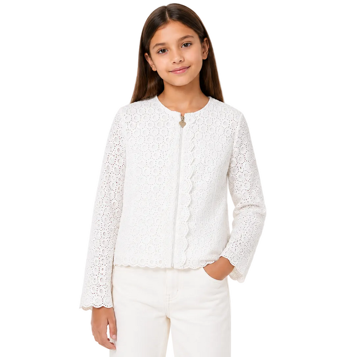 Mayoral - Big Girls White Short Sleeve Embroidered Dress (16)
