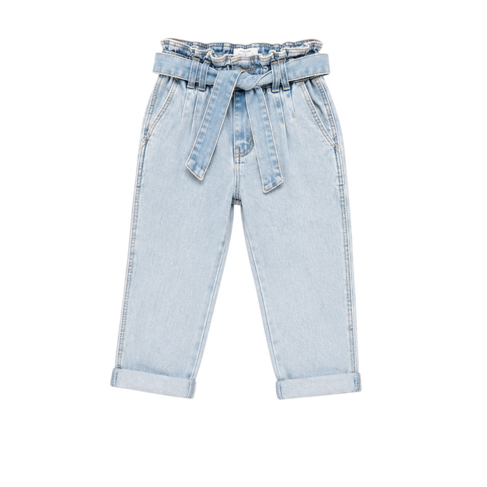 Mayoral - Little Girls Denim Bleached Pants with Belt