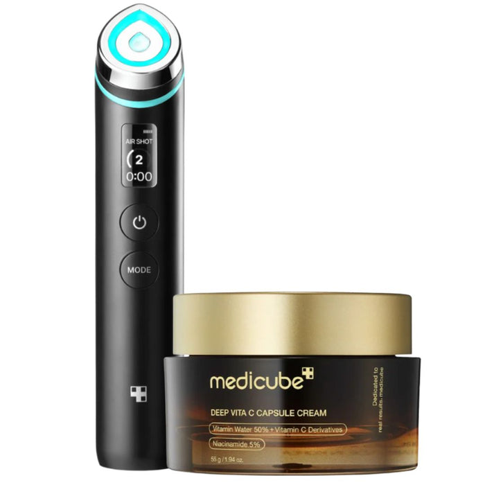 Medicube AGE-R Booster (Black) + Deep Vita C Capsule Cream Bundle