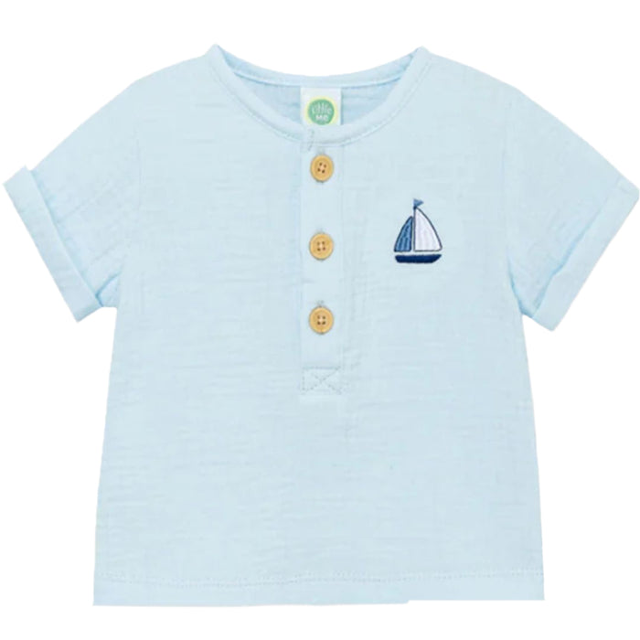 Little Me - Toddler Boys Sailboat Gauze Pastel Blue (12M)