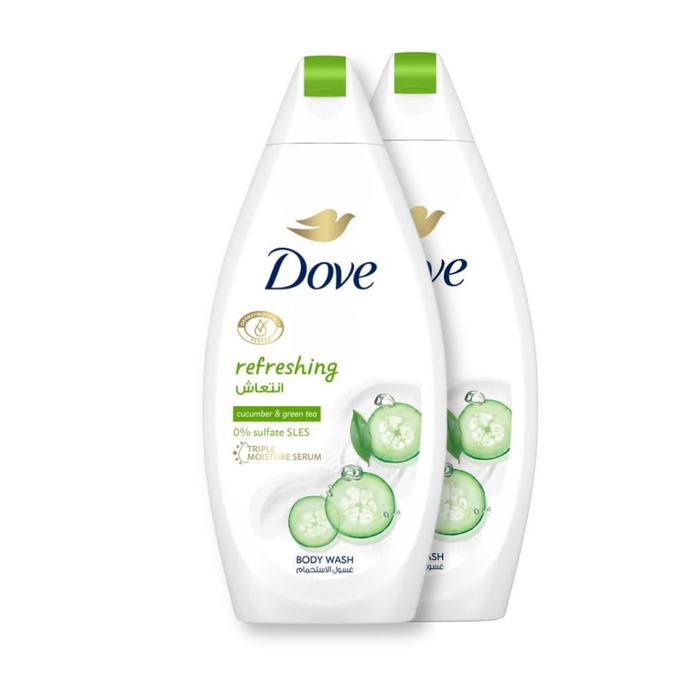 Dove - Refreshing Body Wash, Cucumber & Green Tea (500ml, Pack of 2)