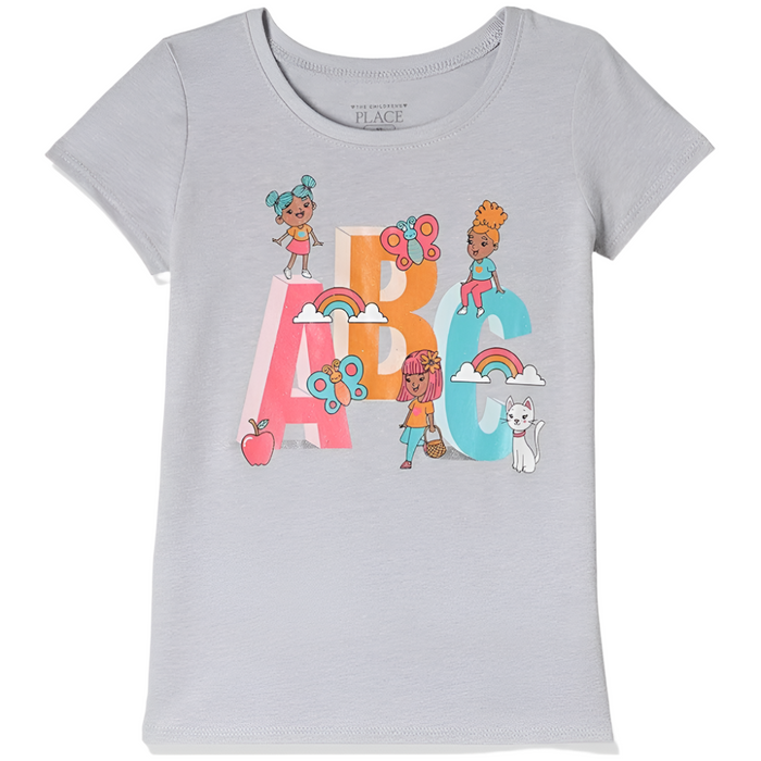 The Children's Place - Toddler Girls Short Sleeve ABC Graphic Tee Grey