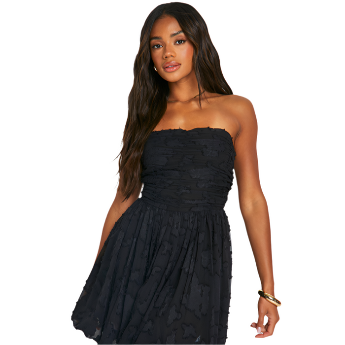 Bohoo - Bandeau Ruched Mini Dress