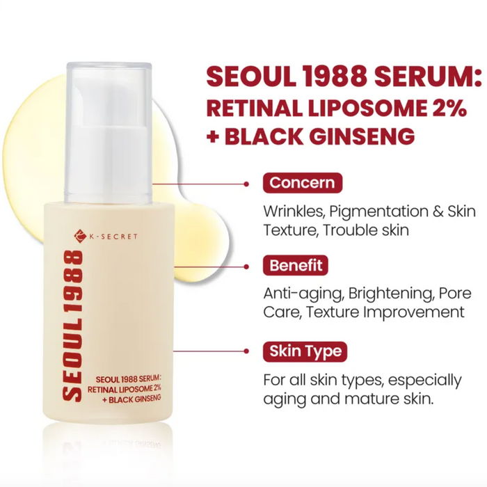K-Secret Seoul 1988 Serum: Retinal Liposome 2% + Black Ginseng (30ml)