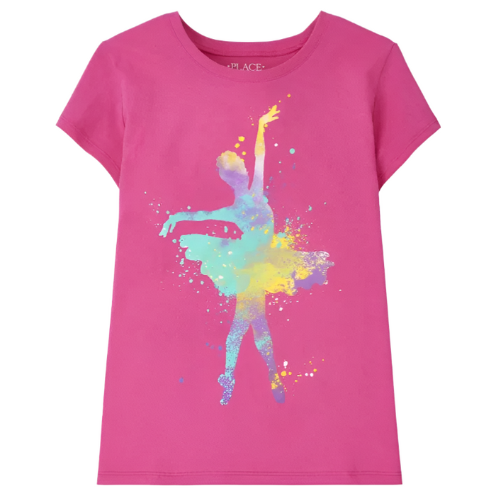 The Children's Place - Big Girls Short Sleeve Ballerina Multicolor Graphic