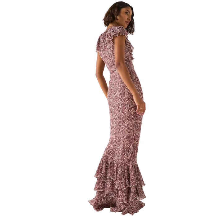 V by Very Paisley Printed Ruffled Belted Maxi Dress