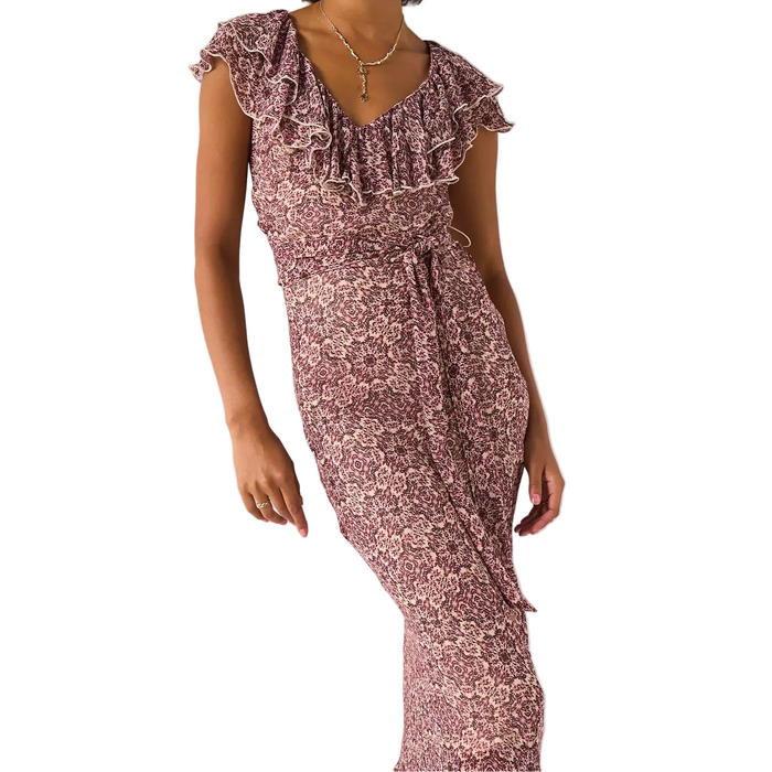 V by Very Paisley Printed Ruffled Belted Maxi Dress