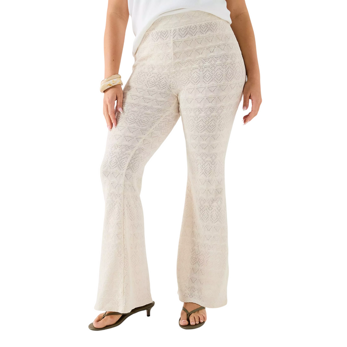 V by Very Crochet Kickflare Trousers - Cream