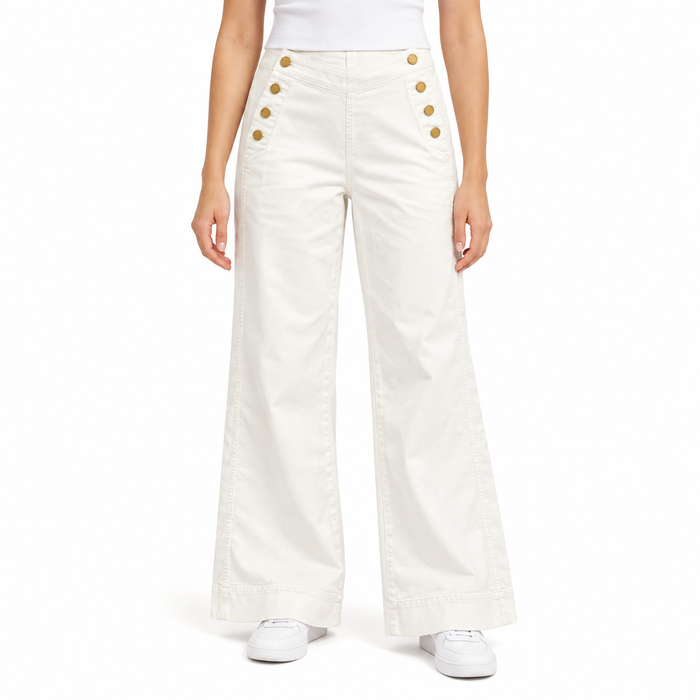 River Island Mock-Button Detail Wide-Leg Trousers