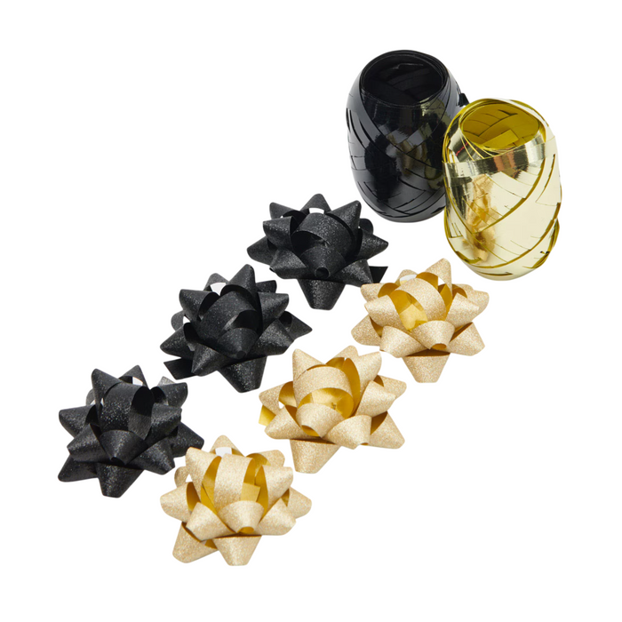 Black and Gold Gift Wrapping Set 8pack