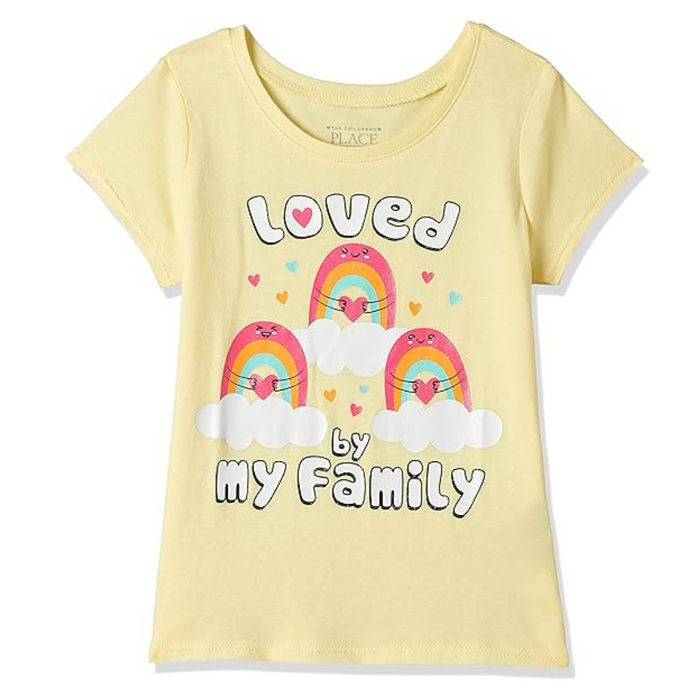 The Children's Place - Toddler Girls Loved by My Family Graphic T-shirt (6M-9M)