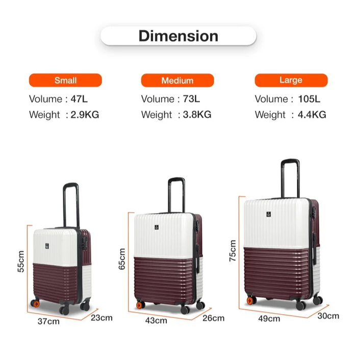 Nasher Miles Istanbul Hard-Sided ABS and PC Luggage Set of 3 Cream Brown Small, Medium & Large Trolley Bags (55, 65 & 75 cm)